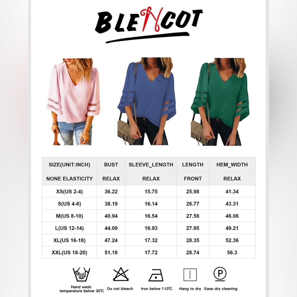 3/4 Bell Sleeve Fashion V Neck